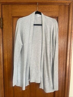 GAP Heather Gray Open-Front Ribbed Cardigan